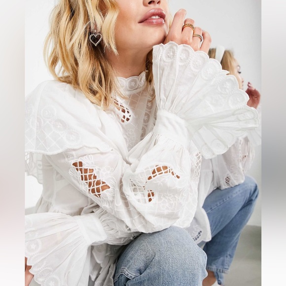 Tops - Elegant White Lace Blouse